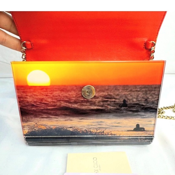 Jimmy Choo Limited Edition Sunset Candy Clutch with Chain Strap - Picture 6 of 7